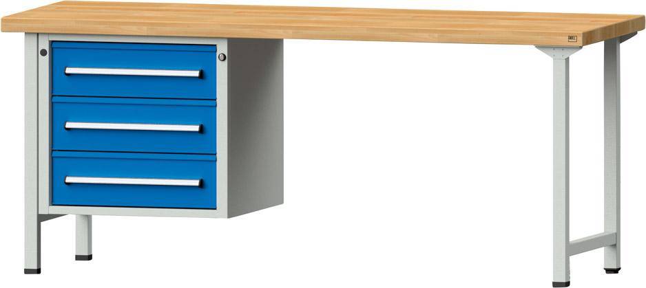 Anke Kombi-Werkbank B2000xT700xH850mm RAL7035/5012 BMP: 50 mm 3 Schubladen