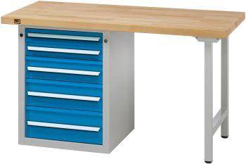 Anke Kombi-Werkbank B2000xT700xH850mm RAL7035/5012 BMP: 50 mm 5 Schubladen