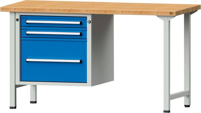 Anke Kombi-Werkbank B1500xT700xH840mm RAL7035/5012 BMP: 40 mm 3 Schubladen