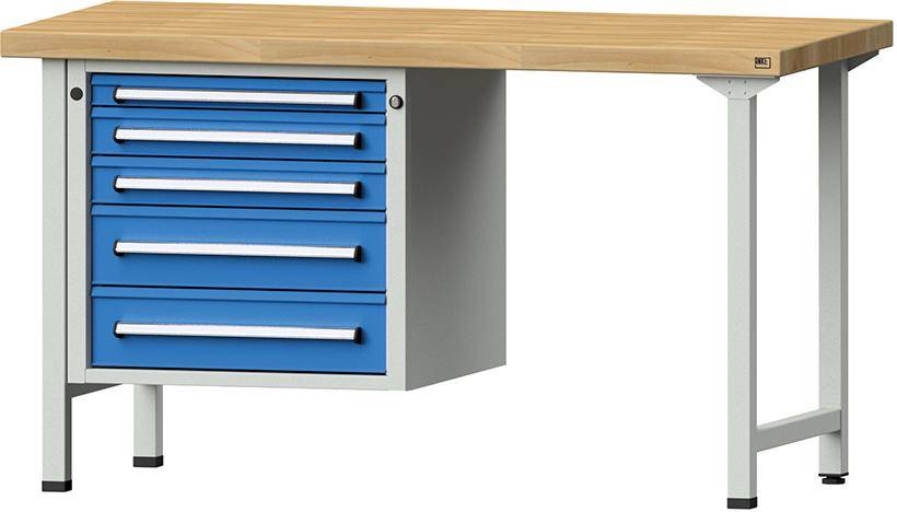 Anke Kombi-Werkbank B1500xT700xH840mm RAL7035/5012 BMP: 40 mm 5 Schubladen