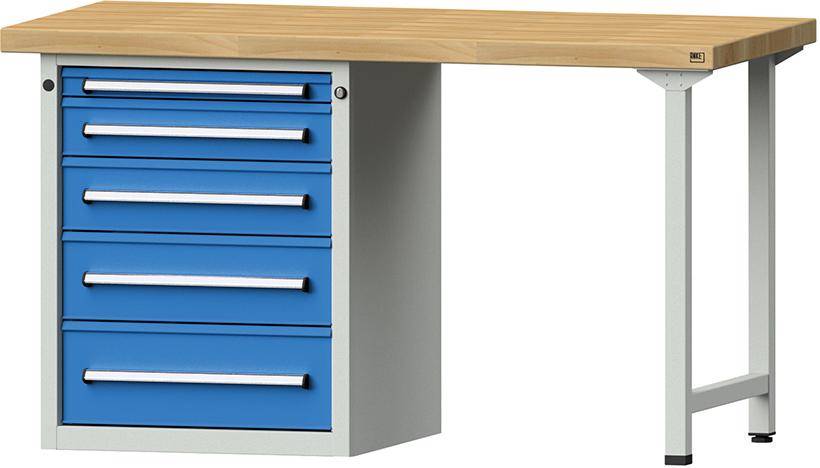 Anke Kombi-Werkbank B1500xT700xH840mm RAL7035/5012 BMP: 40 mm 5 Schubladen