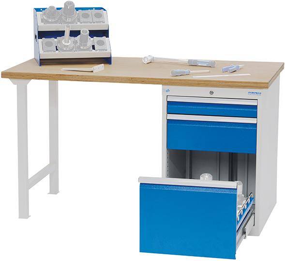 CNC-Werkbank B1500xT750x840 mm RAL 7035/5012 BMP 40 mm 3 Schubladen - Artikel: 7830305589