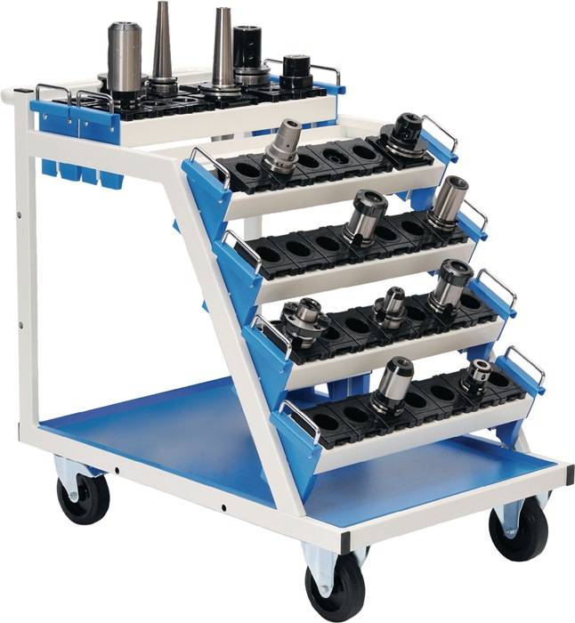 CNC Transportwagen blau/grau H860xB630xT900mm 4Werkzg.tr.Einsatz-Größe angeben