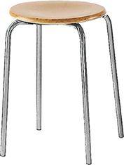 Hocker m. Holzsitz chrom/buche