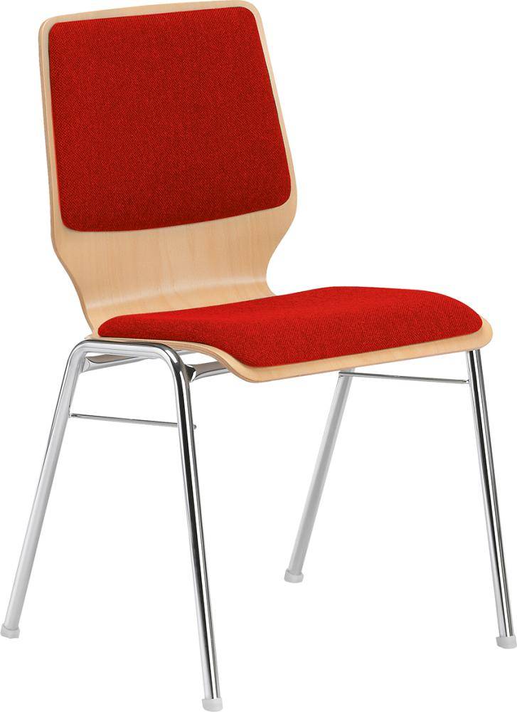 Mehrzweckstuhl Buche m. 2 Polster rot