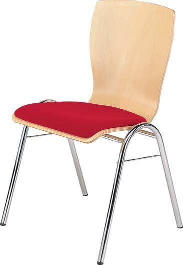 Mehrzweckstuhl Buche SG m. Polster rot