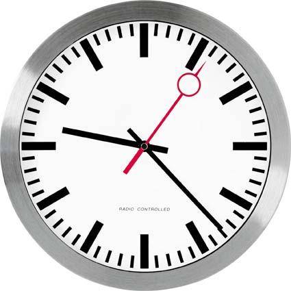 Funkwanduhr Ø 30 cm satin aluminium - Artikel: 7830505592