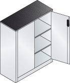 Beistellschrank B930xT400xH1200 mm RAL 7035, 2 Fachböden Tragkraft 70kg