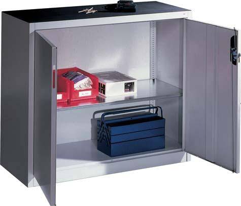 Beistellschrank B930xT500xH1200 mm RAL 7035/5010,2Fachböden Tragkraft 70kg