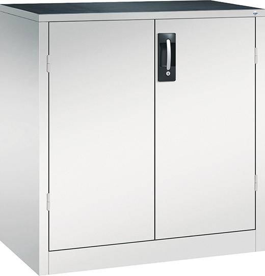 Schwerlastschrank m.TürenB930xT500xH1200 mm RAL 7035, 2 Fachböden Tragkraft 110kg