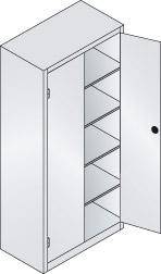Schwerlastschrank m.TürenB930xT500xH1950 mm RAL 7035, 4 Fachböden Tragkraft 110kg