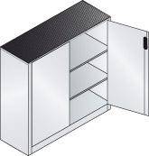 Beistellschrank B1200xT400xH1200 mm RAL 7035, 2 Fachböden Tragkraft 70kg