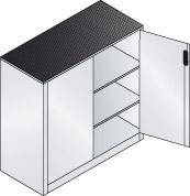 Beistellschrank B1200xT500xH1200 mm RAL 7035, 2 Fachböden Tragkraft 70kg