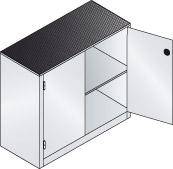 Schwerlastschrank m.TürenB1200xT500xH1000 mm RAL 7035/5010,1Fachboden Tragkraft 110kg