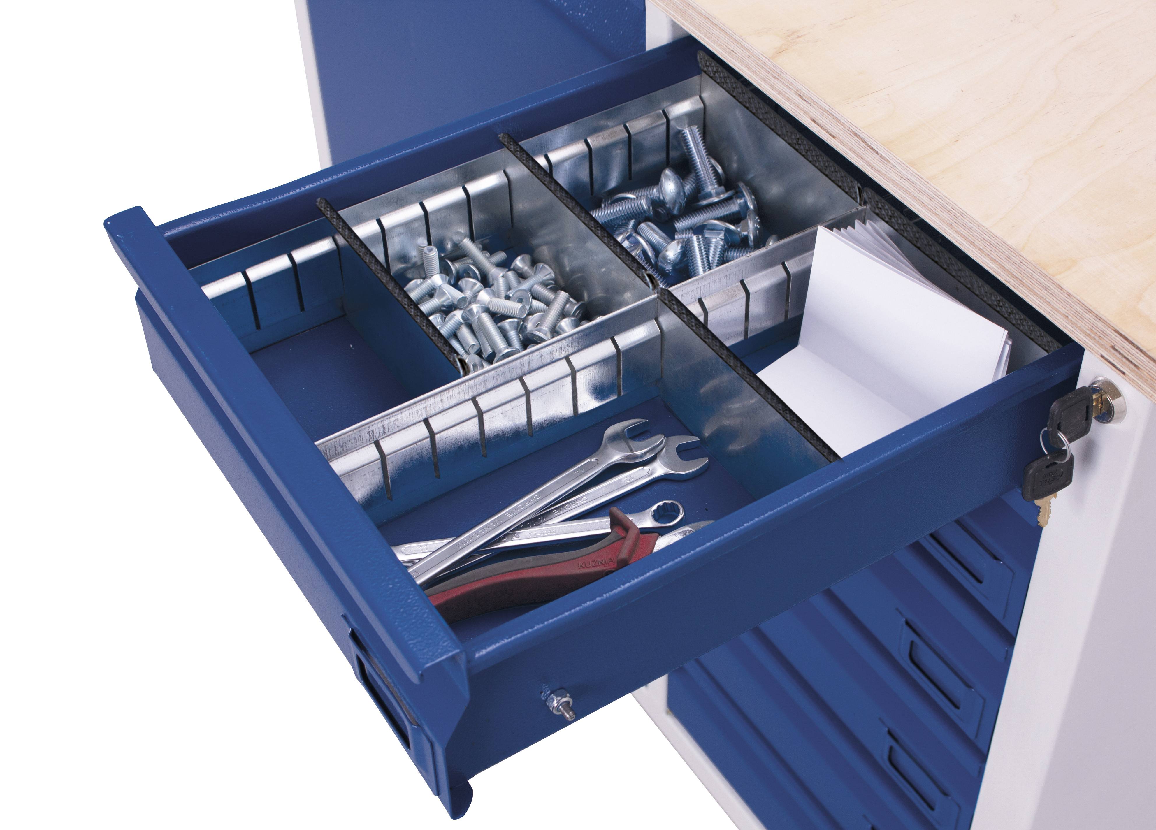 Werkstattwagen mit 6 Schubladen und Rand - Außenmaße: 1.125 x 610 x 1.040 - mm (B/T/H)