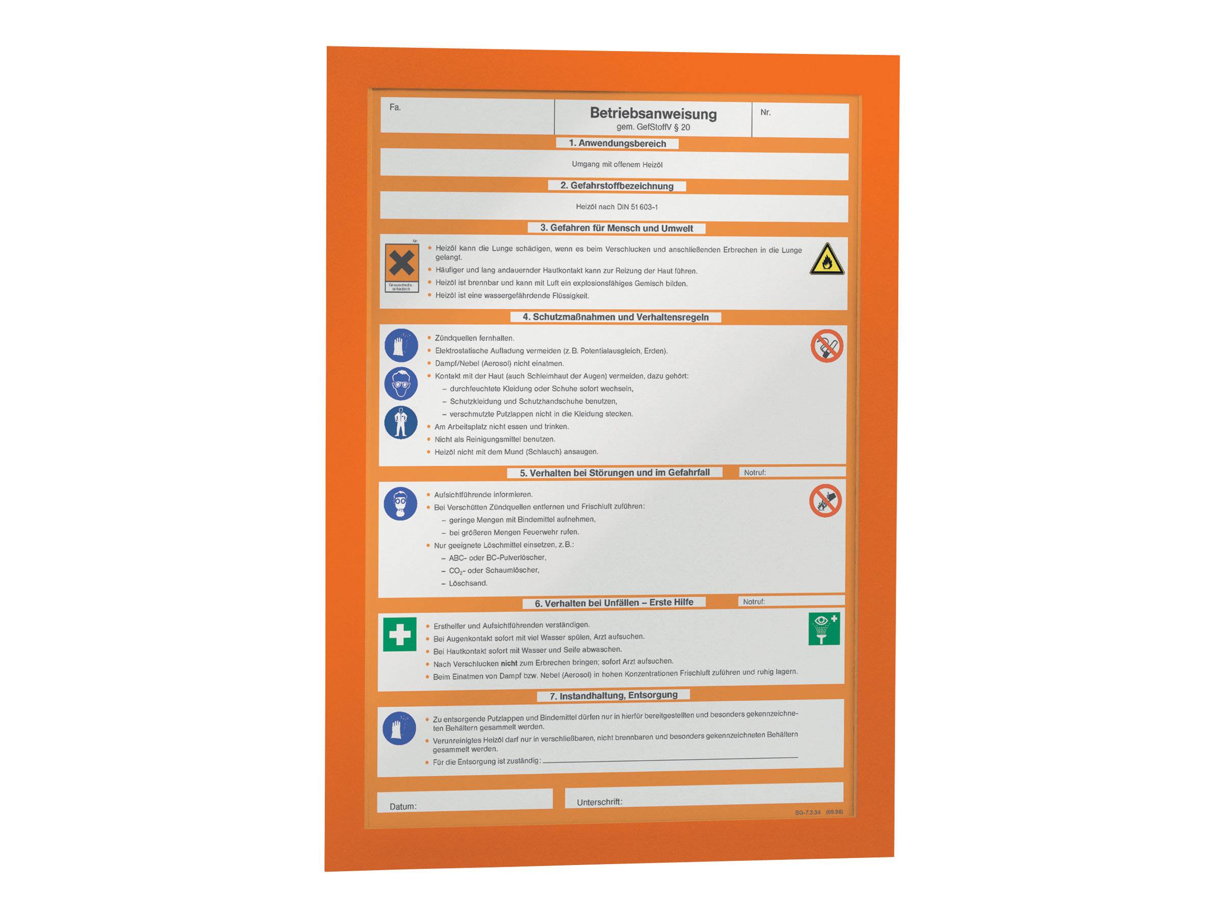 DURABLE DURAFRAME MAGNETIC - Dokumentenhalterung - für A4 - magnetisch - orange (Packung mit 5)