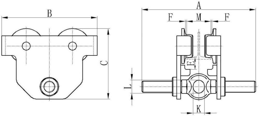 Rollfahrwerk TK 5,0t SB 90-220mm, KR 1,4m - Artikel: 7830601958
