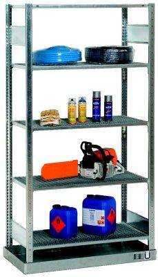 Kleingebinderegal B1000xT500xH2000 mm Grundfeld 4Gitter/1Boden Fachlast 150kg - Artikel: 7830434024