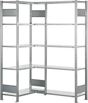 Eck-Steckregal B1000xT600xH2500 mm Feld A+B 2x6 Böden vzk Fachlast 150kg - Artikel: 7830493766