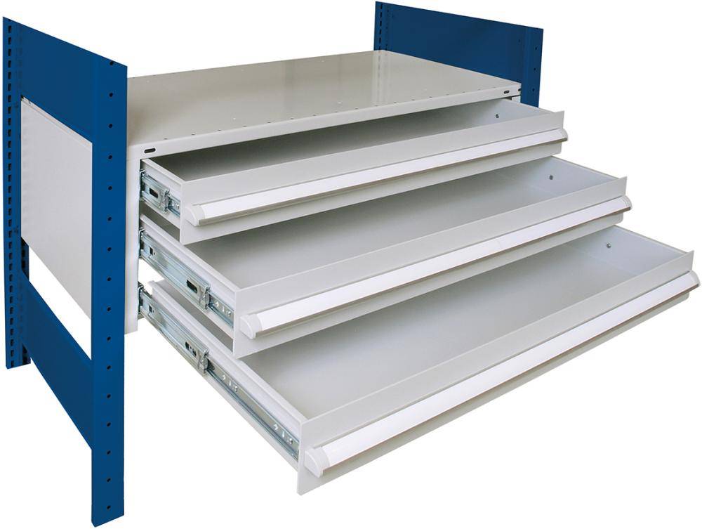 Schublade B1000xT500xH300 mm 3er-Set RAL 7035 - Artikel: 7830493041