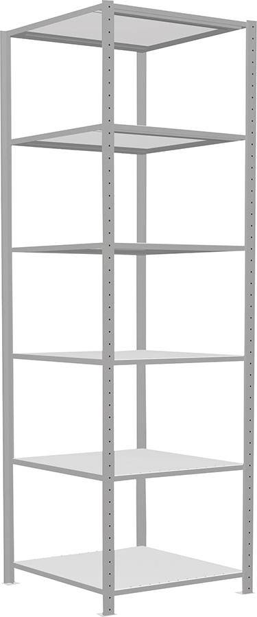 Steckregal B750xT800xH2500 mm Grundfeld 6 Böden RAL 7035 Fachlast 150kg - Artikel: 7830305022
