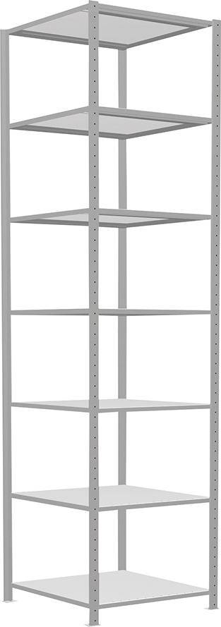 Steckregal B750xT800xH3000 mm Grundfeld 7 Böden RAL 7035 Fachlast 150kg - Artikel: 7830305023