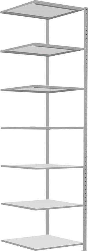 Steckregal B750xT800xH3000 mm Anbaufeld 7 Böden RAL 7035 Fachlast 150kg - Artikel: 7830305026