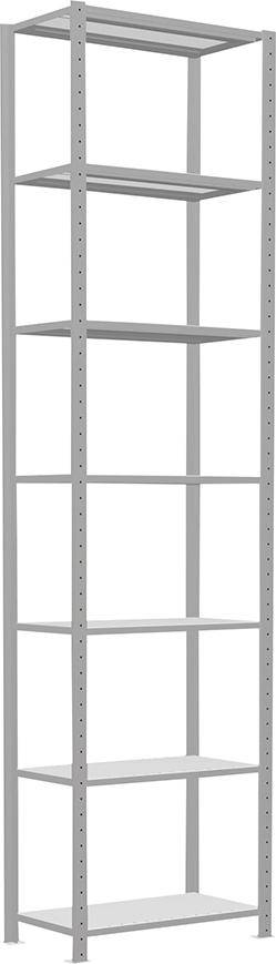 Steckregal B750xT400xH3000 mm Grundfeld 7 Böden RAL 7035 Fachlast 250kg - Artikel: 7830305034