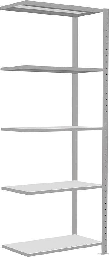 Steckregal B750xT400xH2000 mm Anbaufeld 5 Böden RAL 7035 Fachlast 250kg - Artikel: 7830305035