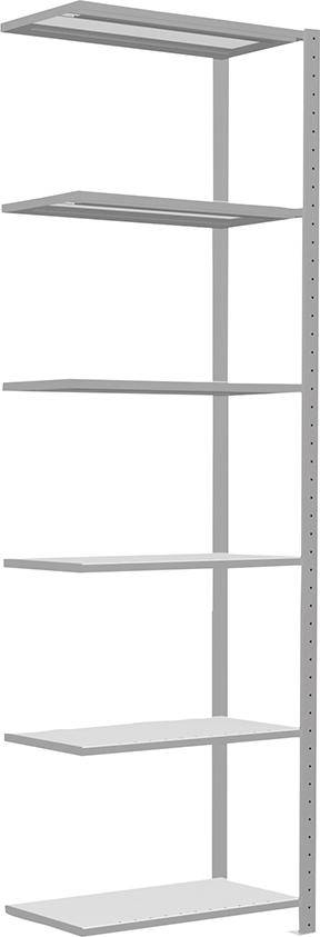 Steckregal B750xT400xH2500 mm Anbaufeld 6 Böden RAL 7035 Fachlast 250kg - Artikel: 7830305036