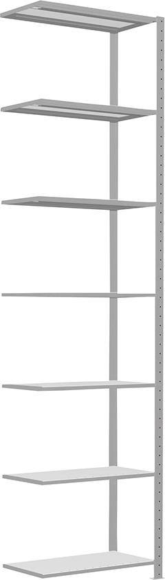 Steckregal B750xT400xH3000 mm Anbaufeld 7 Böden RAL 7035 Fachlast 250kg - Artikel: 7830305037