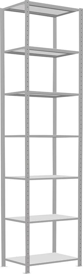 Steckregal B750xT500xH3000 mm Grundfeld 7 Böden RAL 7035 Fachlast 250kg - Artikel: 7830305040