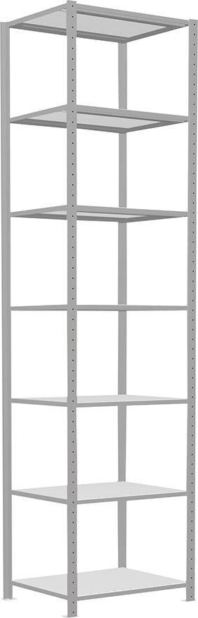 Steckregal B750xT600xH3000 mm Grundfeld 7 Böden RAL 7035 Fachlast 250kg - Artikel: 7830305046
