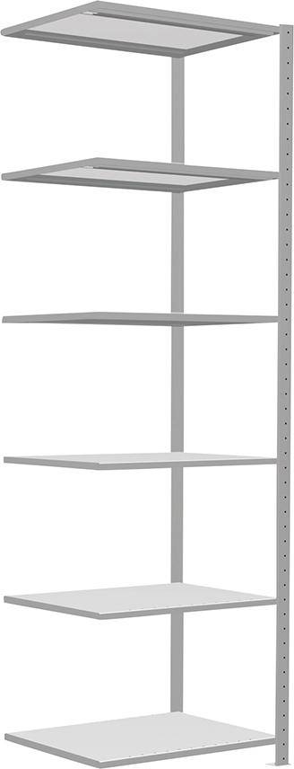 Steckregal B750xT600xH2500 mm Anbaufeld 6 Böden RAL 7035 Fachlast 250kg - Artikel: 7830305048