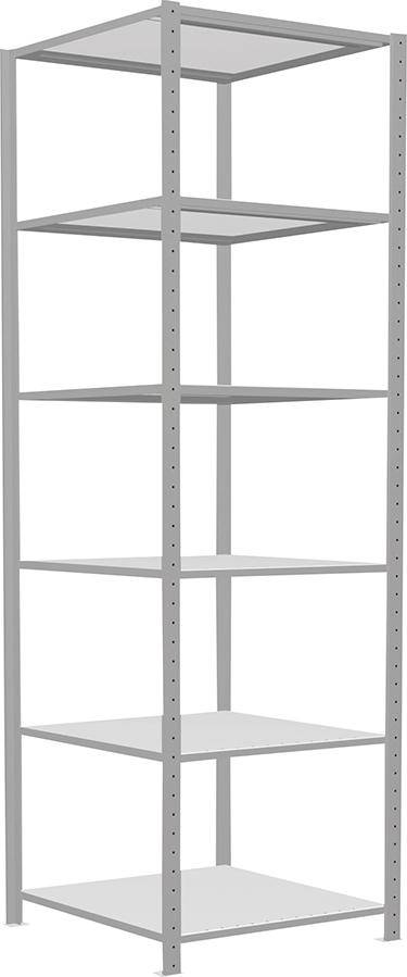 Steckregal B750xT800xH2500 mm Grundfeld 6 Böden RAL 7035 Fachlast 250kg - Artikel: 7830305051