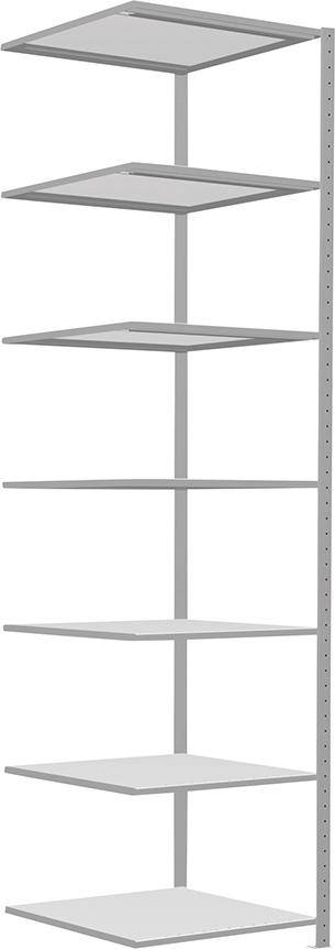 Steckregal B750xT800xH3000 mm Anbaufeld 7 Böden RAL 7035 Fachlast 250kg - Artikel: 7830305055