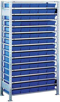 Steckregal B1000xT400xH2000 mm Anbaufeld 16 Böden vzk Fachlast 150kg 75 Kästen - Artikel: 7830433922