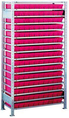 Steckregal B1000xT300xH2000 mm Grundfeld 16 Böden vzk Fachlast 150kg 150 Kästen - Artikel: 7830433930