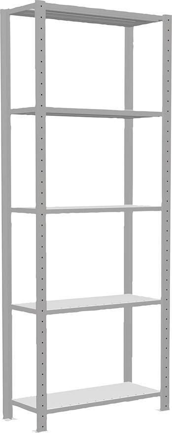 Steckregal B750xT300xH2000 mm Grundfeld 5 Böden RAL 7035 Fachlast 150kg - Artikel: 7830305088