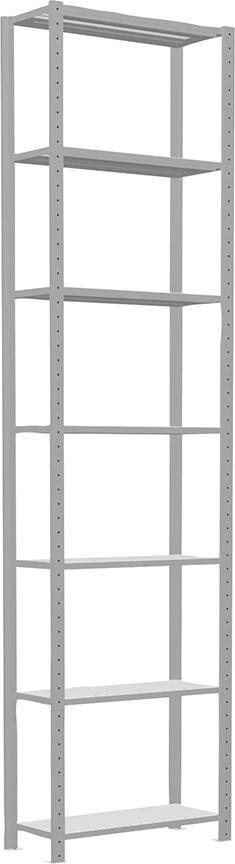 Steckregal B750xT300xH3000 mm Grundfeld 7 Böden RAL 7035 Fachlast 150kg - Artikel: 7830305090