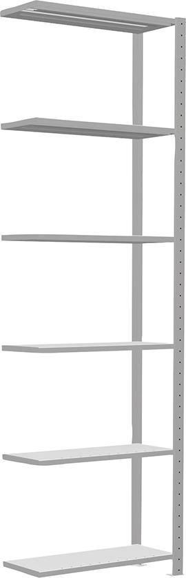 Steckregal B750xT300xH2500 mm Anbaufeld 6 Böden RAL 7035 Fachlast 150kg - Artikel: 7830305092