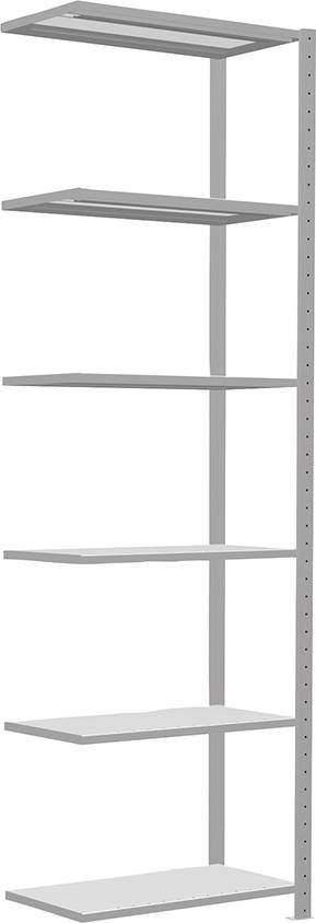 Steckregal B750xT400xH2500 mm Anbaufeld 6 Böden RAL 7035 Fachlast 150kg - Artikel: 7830305098