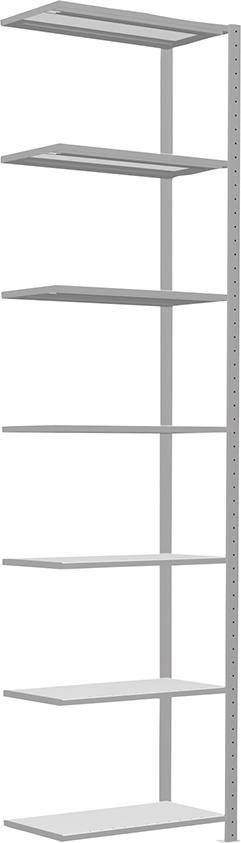 Steckregal B750xT400xH3000 mm Anbaufeld 7 Böden RAL 7035 Fachlast 150kg - Artikel: 7830305099