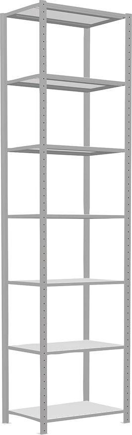 Steckregal B750xT500xH3000 mm Grundfeld 7 Böden RAL 7035 Fachlast 150kg - Artikel: 7830305102