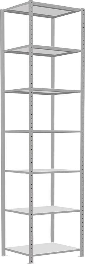 Steckregal B750xT600xH3000 mm Grundfeld 7 Böden RAL 7035 Fachlast 150kg - Artikel: 7830305108