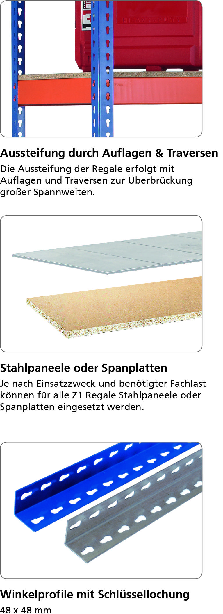 Weitspannregal Z1 B2146xT926xH1981 mm Grundfeld 4 Spanplatten Fachlast 620kg - Artikel: 7830493181