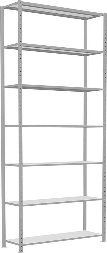 Steckregal B1300xT400xH3000 mm Grundfeld 7 Böden RAL 7035 Fachlast 150kg - Artikel: 7830493570