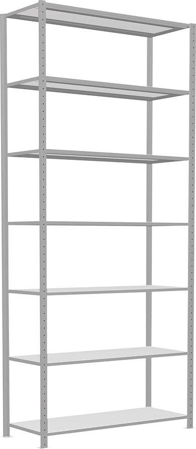 Steckregal B1300xT500xH3000 mm Grundfeld 7 Böden RAL 7035 Fachlast 150kg - Artikel: 7830493571