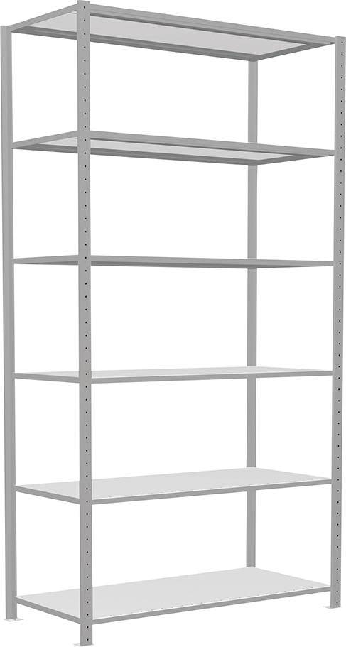 Steckregal B1300xT600xH2500 mm Grundfeld 6 Böden RAL 7035 Fachlast 150kg - Artikel: 7830493562