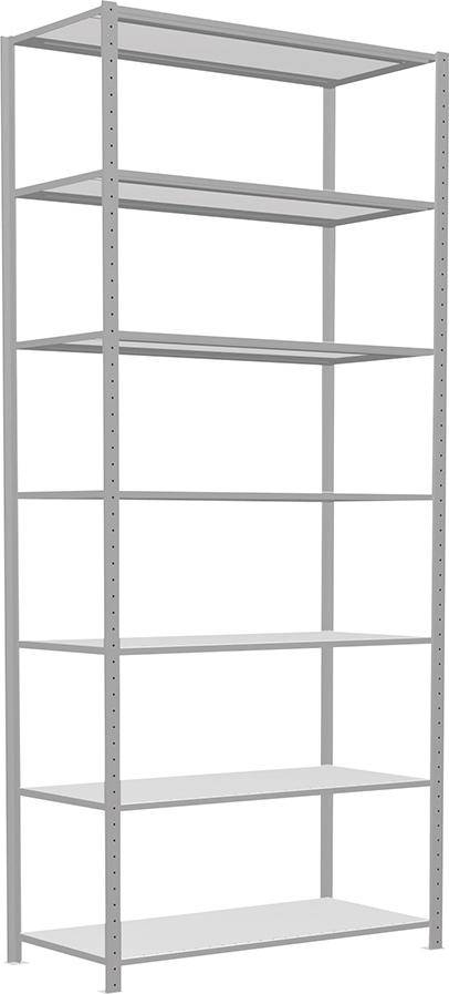 Steckregal B1300xT600xH3000 mm Grundfeld 7 Böden RAL 7035 Fachlast 150kg - Artikel: 7830493572